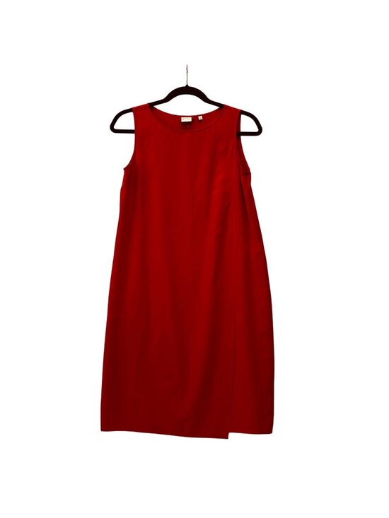 APESI Dresses & Skirts - APESI Silk Sleeveless Dress Wrap Front Size 38 - XS- Midi Red Minimalist Quiet L
